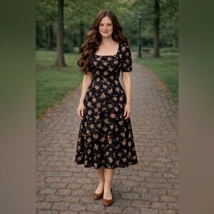 Women’s black floral size 26/28 short sleeve dress